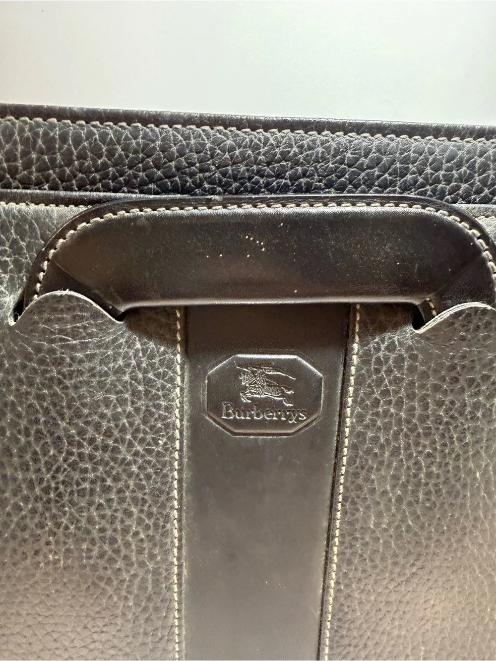 Burberry Vintage Black Leather Briefcase Bag